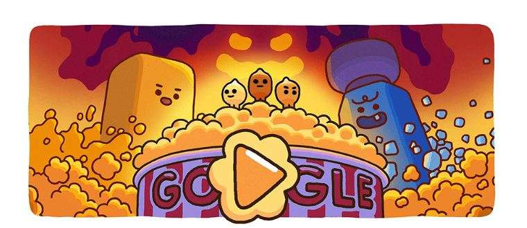 Google Doodle game interaktif popcorn. (Foto: Tangkapan layar)