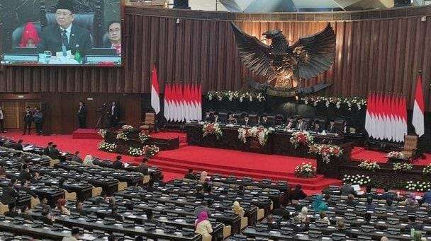 Sidang akhir MPR RI periode 2019-2024 di Ruang Rapat Paripurna MPR/DPR/DPD RI di Kompleks Parlemen Senayan, Jakarta, Rabu (25 September 2024). (Foto: Zoom TV)