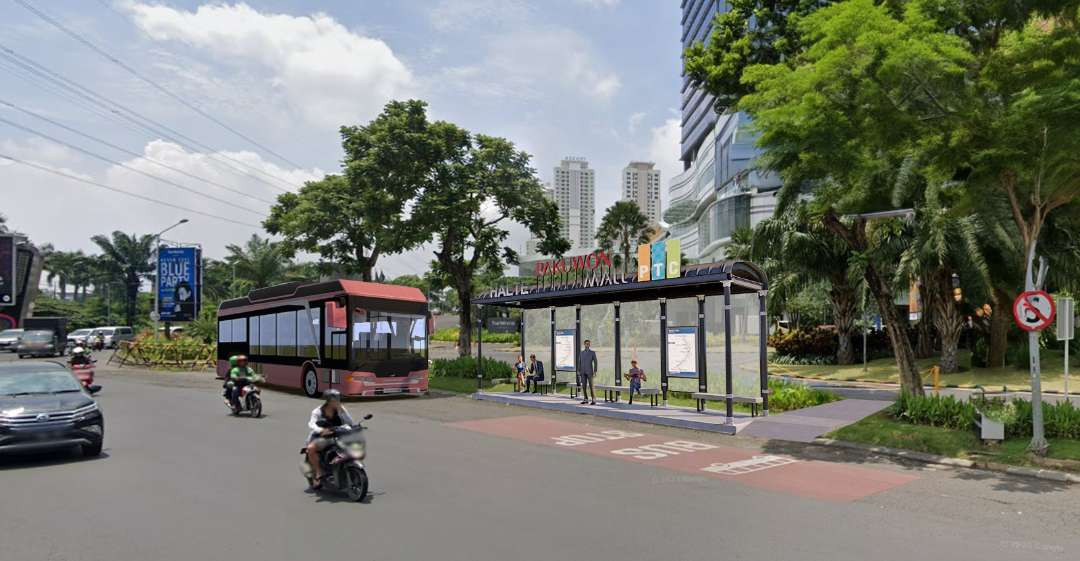 Gambaran proyeksi halte bus Pakuwon Trade Center (PTC) yang akan dibangun oleh pihak pengelola mal tersebut. (Foto: Dokumentasi Pakuwon Group)