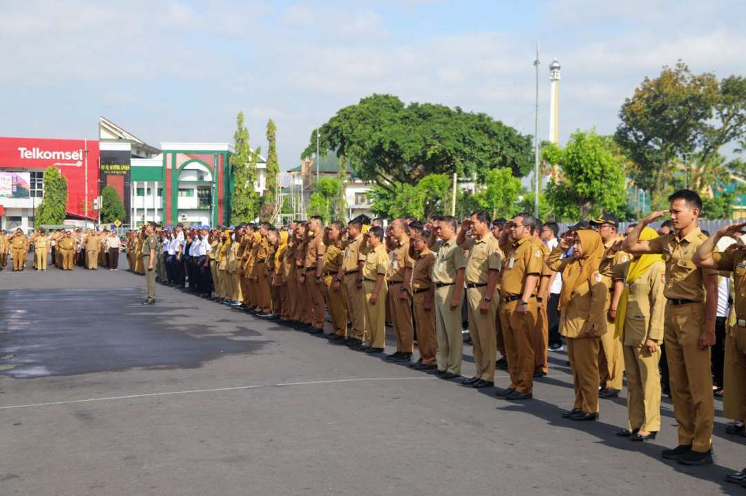 Apel ASN Pemkab Jember dipimpin Pjs Bupati Jember Imam Hidayat (Foto: Dokumentasi Diskominfo Jember)