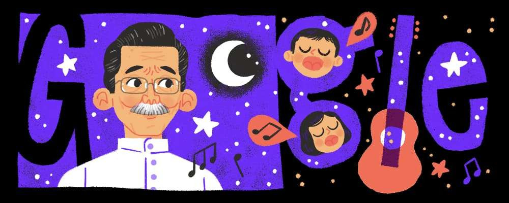 Google Doodle memperingati ulang tahun ke-94 AT Mahmud, maestro lagu anak legendaris. (Foto: Google Doodle)