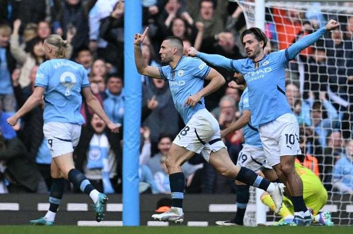 Man City memenangi lagi krusial melawan Fulham dengan skor 3-2 di Stadion Etihad, Sabtu, 5 Oktober 2024 pada lanjutan laga Liga Inggris 2024-2025. (Foto: AFP)