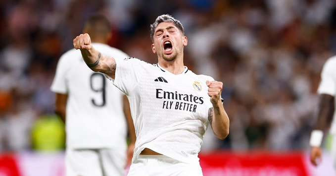 Federico Falverde mencetak gol pembuka Real Madrid saat mereka mengalahkan Villareal 2-0. (Foto: X/@realmadrid)