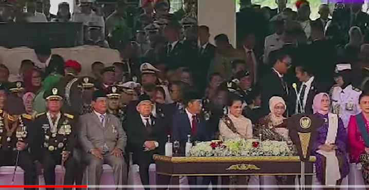 Suasana upacara HUT TNI ke 79 di Monas, Jakarta Pusat, pada Sabtu 5 Oktober 2024. (Foto: tangkapan layar)