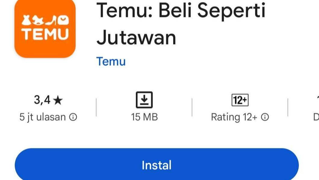 Aplikasi Temu di Google Playstore. (Foto: Tangkapan layar)