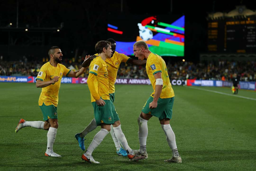 Timnas Australia berhasil mengalahkan China 3-1 dalam laga lanjutan Grup C putaran ketiga Kualifikasi Piala Dunia 2026. (Foto: X/@Socceroos)