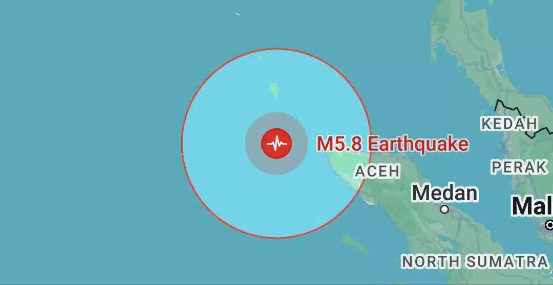 Gempa mengguncang Aceh 5,8 Magnitudo (M), Minggu 13 Oktober 2024. (Foto: Tangkapan layar)