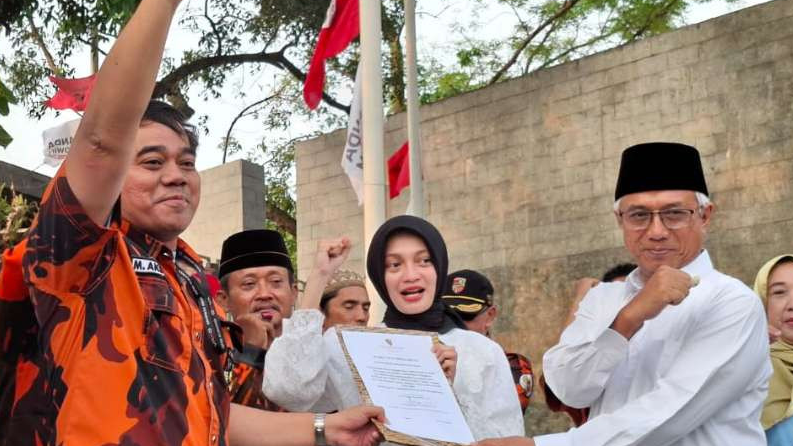 Persamaan persepsi dalam visi dan misi membangun Kota Kediri mendorong MPC Pemuda Pancasila (PP)  Kota Kediri untuk merapatkan barisan dukung paslon di Pilwali Kediri. (Foto: Fendi Lesmana/ngopibareng.id)