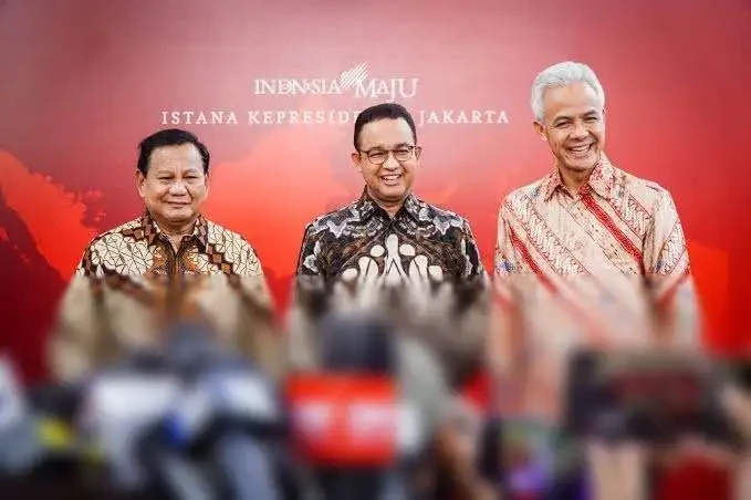 Prabowo Subianto, Anies Baswedan, dan Ganjar Pranowo saat gelaran debat Presiden sebelum pencoblosan pada 14 Februari 2024 silam. (Foto: Setpres)