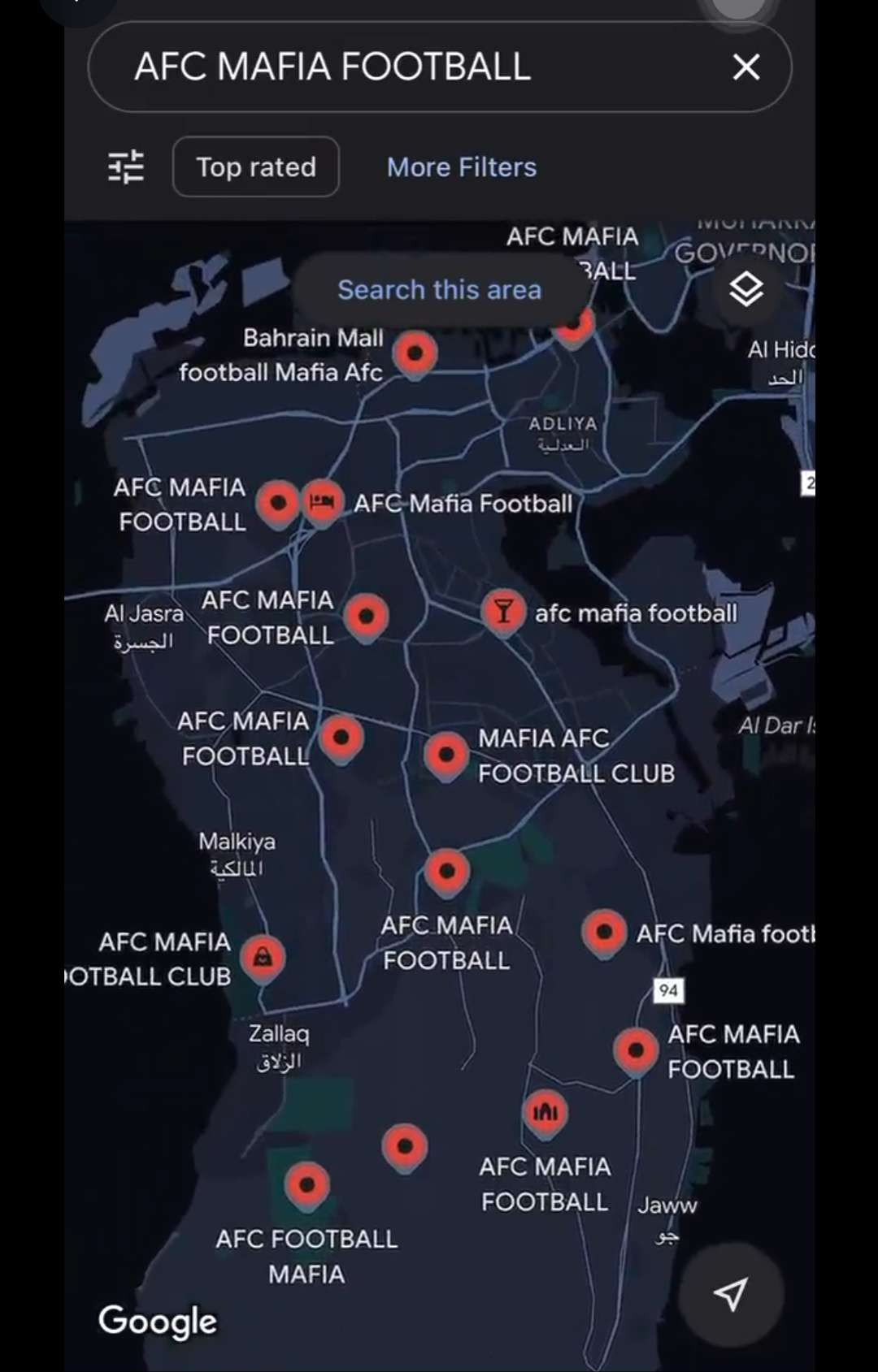 AFC Mafia memenuhi Google map Bahrain. (Foto: X)