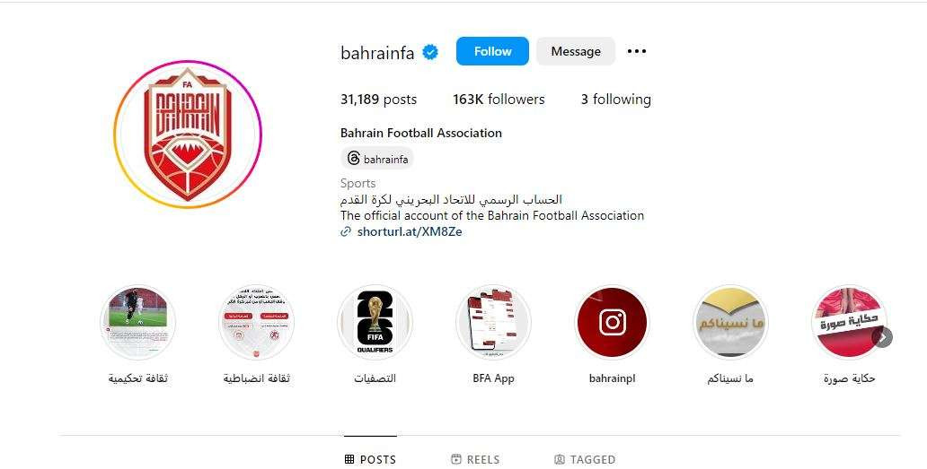 Potongan layar Instagram Bahrain FA