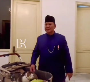 Presiden Prabowo Subianto dengan kucing miliknya bernama Bobby. (Foto: Instagram/@bobbykertanegara)