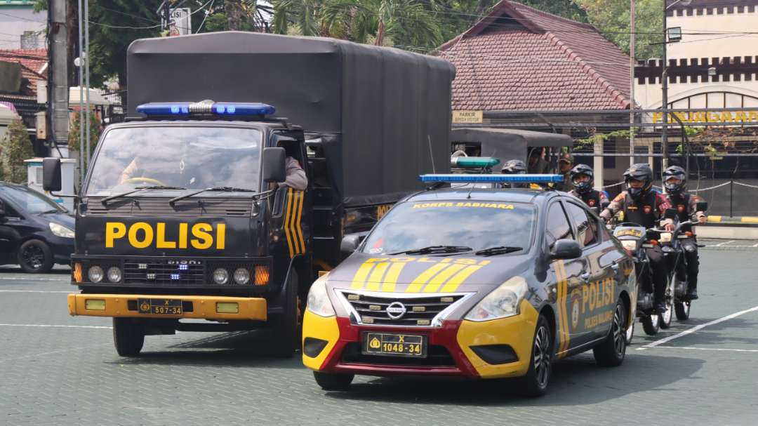 Pasukan Polres Malang turut amankan situasi dalam pelantikan Presiden dan Wakil Presiden (Foto: Humas Polres Malang)