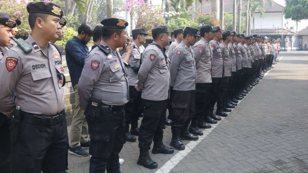 Personel Polres Malang apel siaga jelang mengamankan Debat Publik I Pilkada Kabupaten Malang (Foto: Humas Kabupaten Malang)