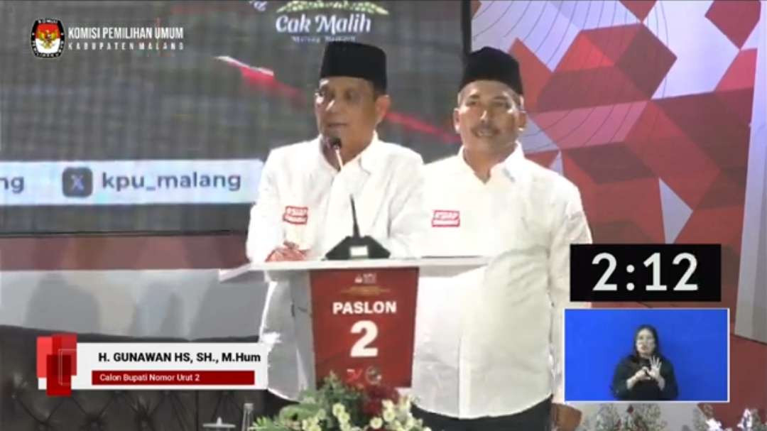 Paslon 02 Bupati dan Wakil Bupati Malang dalam debat publik I (Foto: KPU Kabupaten Malang)