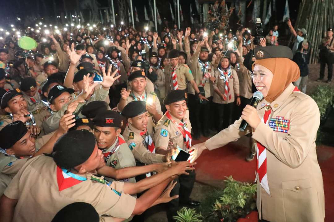 Khofifah Indar Parawansa di Hari Sumpah Pemuda di Kota Surabaya, Senin 28 Oktober 2024.(Foto: Istimewa)