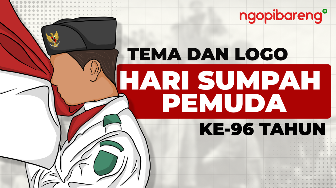 Tema dan logo Hari Sumpah Pemuda ke-96 tahun. (Ilustrasi: Chandra Tri Antomo/Ngopibareng.id)