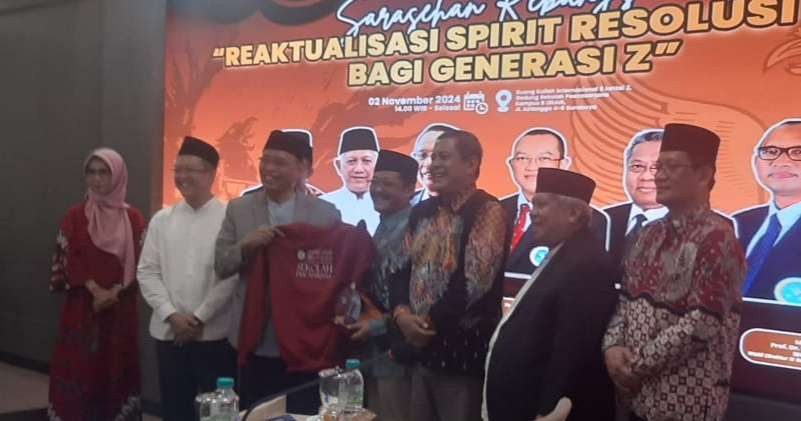 Sarasehan Kebangsaan dan Wayang bertajuk Reaktualisasi Spirit Resolusi Jihad bagi Generasi Z (Gen Z) di Gedung Pascasarjana Kampus B Unair Surabaya, Sabtu (2 November 2024). (Foto: nu for ngopibareng.id)