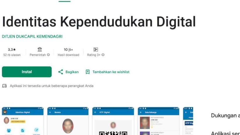 Tangkapan layar aplikasi IKD di Playstore. (Foto: Tangkapan Layar)