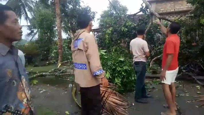 Hujan deras disertai angin puting beliung merusak sedikitnya 24 rumah warga di Desa Kayen, Kecamatan Karangan, Trenggalek. (Foto: Istimewa)