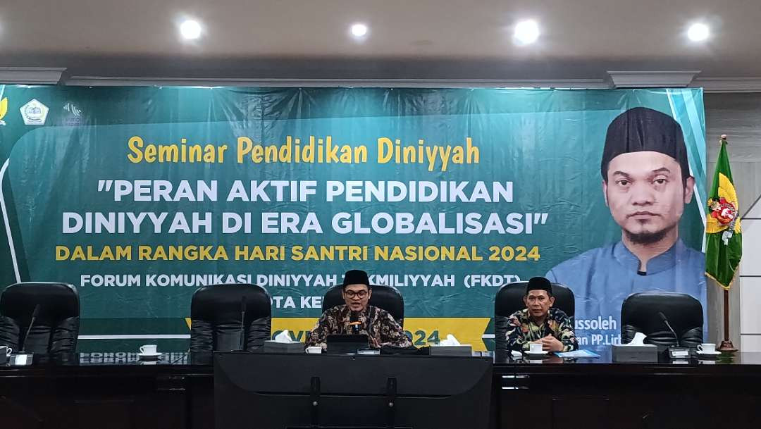 Forum Komunikasi Diniyyah Takmiliyyah (FKDT) Kota Kediri menggelar kegiatan Seminar Pendidikan Diniyah. (Foto: Fendhy Lesmana/Ngopibareng.id)