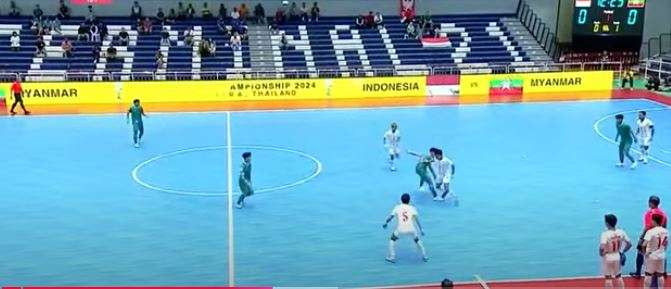 Fustal Indonesia vs Myanmar, Indonesia menang telak. (Foto: Tangkapan Layar)