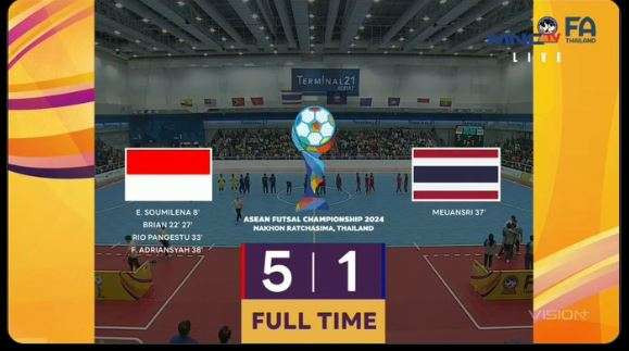 Futsal Indonesia vs Thailand, Timnas Indonesia sikat Thailand. (Foto: Tangkapan Layar)