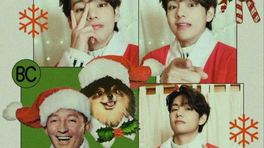 V BTS akan meluncurkan lagu natal, White Christmas, kolaborasi dengan mendiang aktor sekaligus penyanyi Bing Crosby. (Foto: Istimewa)