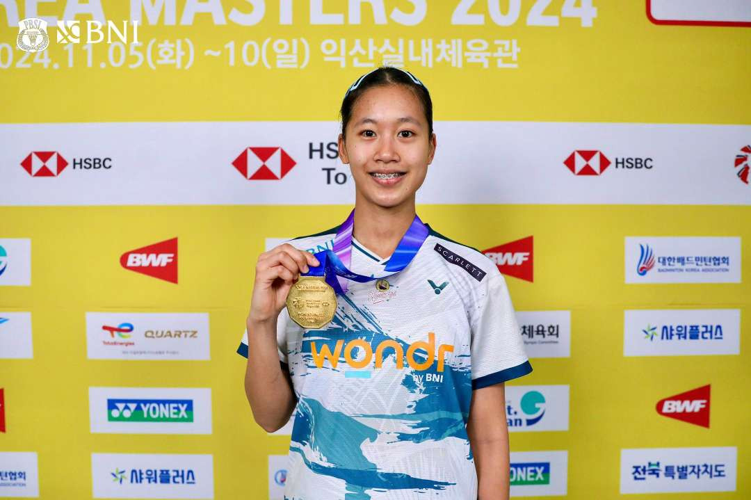 Putri KW juara Korea Master 2024, Minggu 10 November pagi waktu Indonesia. (Foto: X @INAbadminton)