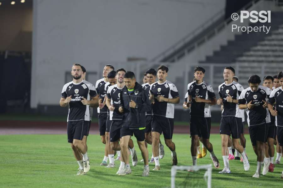 Timnas Indonesia latihan jelang melawan Jepang pada babak ketiga Kualifikasi Piala Dunia 2026 Zona Asia Grup C di Stadion Utama Gelora Bung Karno, Jakarta Pusat, pada Jumat 15 November 2024.(Foto: pssi).