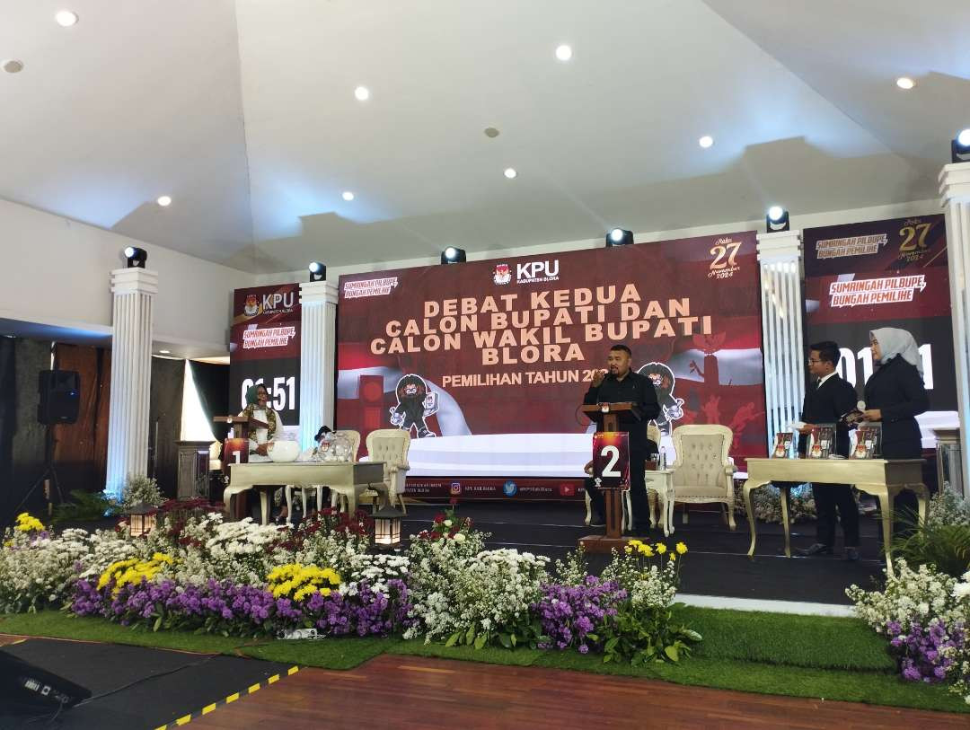 Pelaksanaan debat kedua, pasangan Calon Bupati dan Wakil Bupati Blora pada Minggu 17 November 2024, berjalan lancar. (Foto: Istimewa)