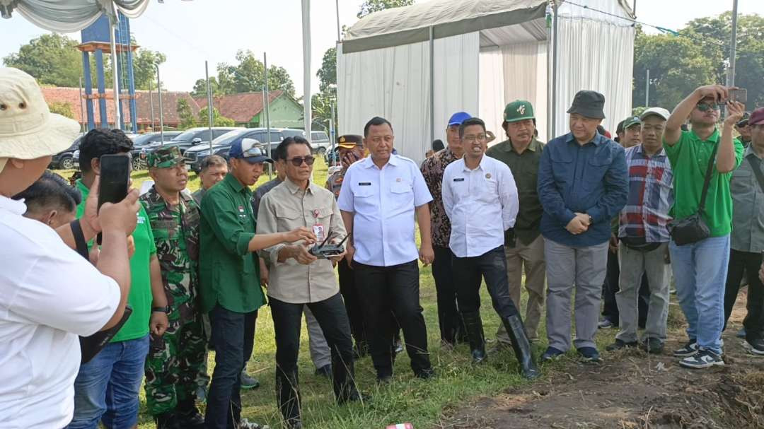 Pjs Bupati Kediri Heru Wahono Santoso menghadiri Gerakan percepat tanaman padi dan temu teknis kegiatan pengelolaan produksi serealita (Foto: istimewa)