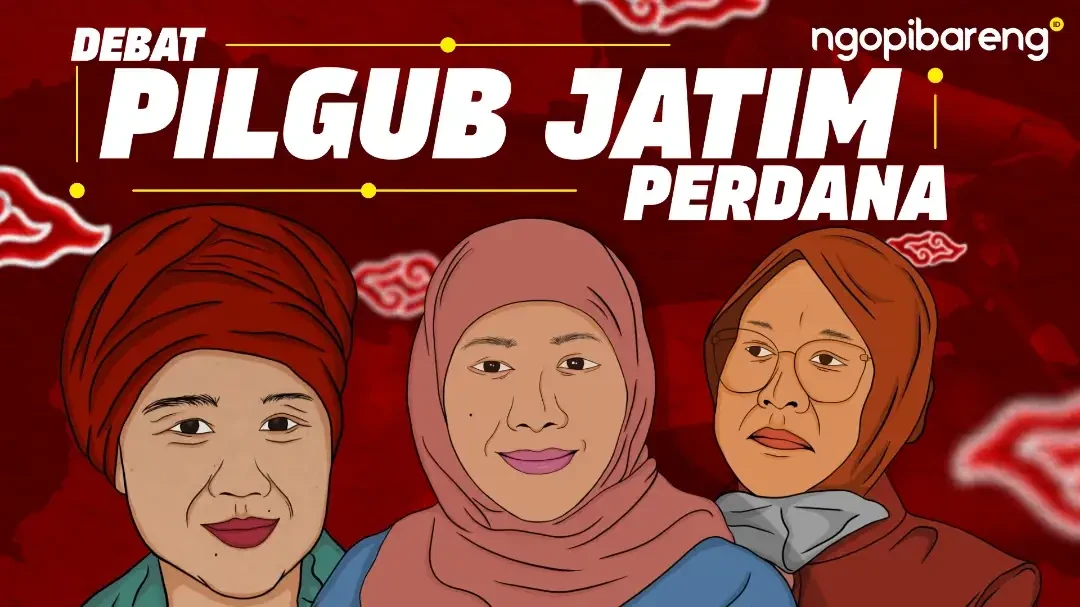 Debat Pilgub Jatim perdana, Jumat 18 Oktober 2024. Diikuti tiga paslon. (Ilustrasi: Chandra Tri Antomo/Ngopibareng.id)