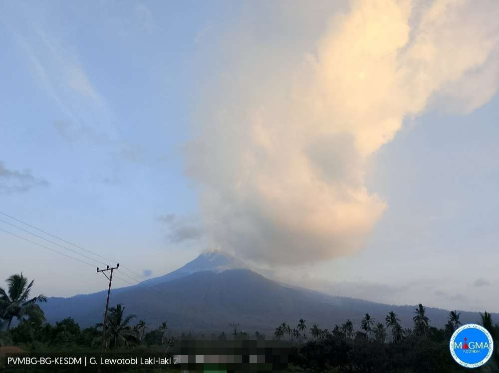 Gunung Lewotobi Laki-laki di Nusa Tenggara Timur (NTT) erupsi lagi, Minggu 24 November 2024. (Foto: MAGMA Indonesia)