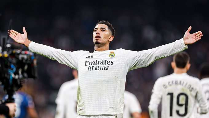 Jude Bellingham mencetak satu gol saat real Madrid kalahkan Getafe 2-0 di kandang. (Foto: Reuters)