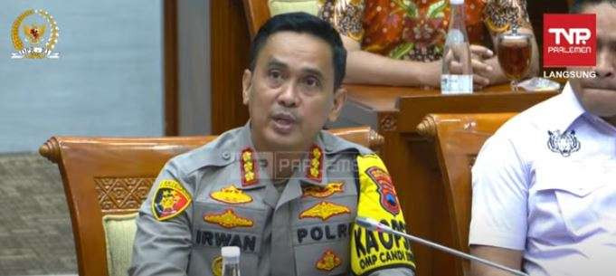 Kombes Irwan Anwar saat dengar pendapat dengan Komisi III DPR RI. (Foto: Tangkapan Layar)