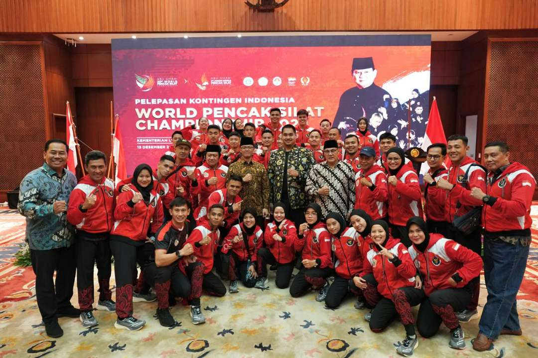 IPSI berangkatkan atletnya ke kejuaraan dunia pencak silat di Abu Dhabi, Uni Emirate Arab. (Foto: Humas Kemenpora RI)