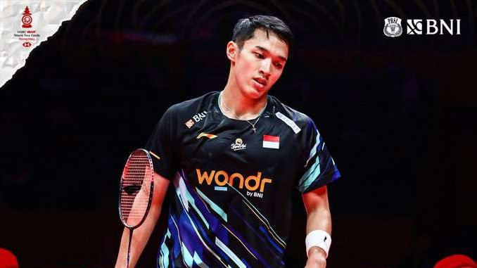 Tunggal putra Indonesia, Jonatan Christie kalah dari wakil Denmark Anders Antonsen di BWF World Tour Finalis 2024. (Foto: X @INABadminton)