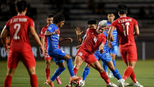 Filipina bermain imbang 1-1 atas Vietnam pada laga ketiga Grup B ASEAN Cup 2024 di Stadion Rizal Memorial, Manila, Rabu, 18 Desember 2024. (Foto: AFP)