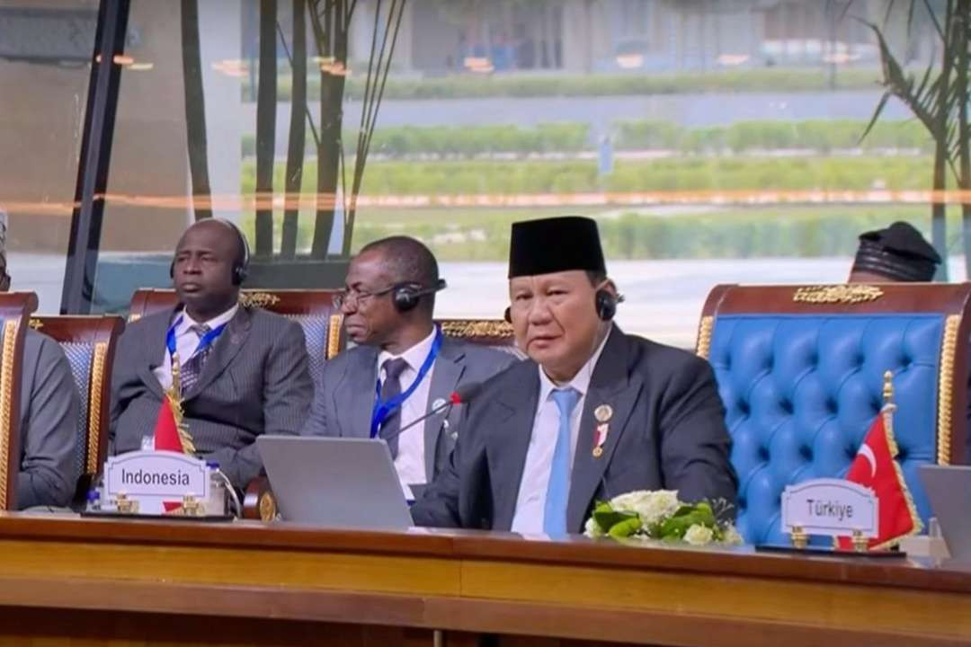 Presiden RI Prabowo Subianto bersuara lantang serukan hentikan pertikaian sesama pemimpin Muslim pada KTT D-8 di Kaira Mesir, 19 Desember 2024 lalu. (Foto: Dok. Pool Host D-8)