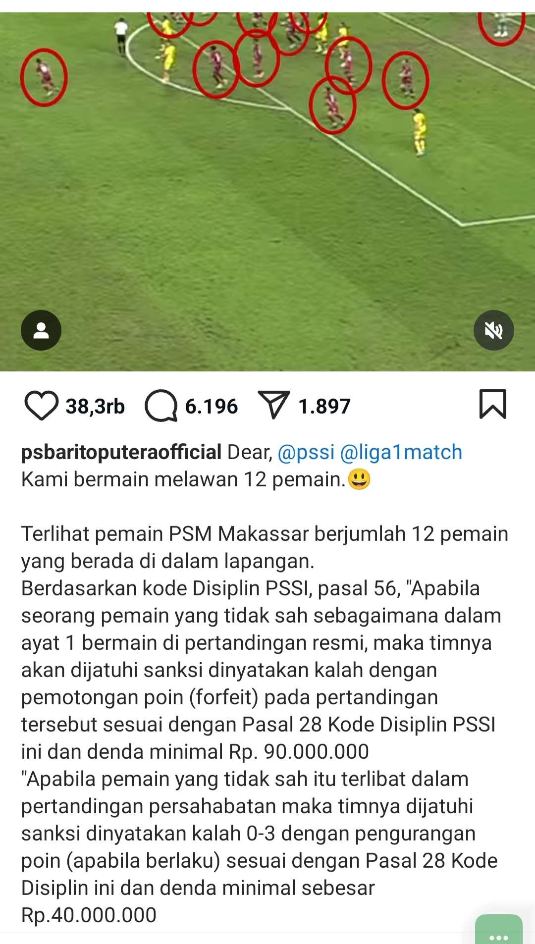 Protes Barito Putera. (Foto: Instagram @psbaritoputeraofficial)