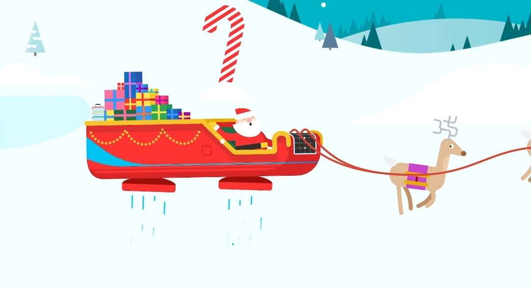 Santa Claus dengan kereta rusanya penuh hadiah Natal. (Foto: Tangkapan layar Google)