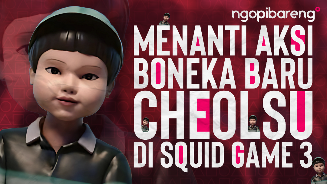 Boneka robot baru bernama Cheolsu muncul di cuplikan Squid Game 2. (Ilustrasi: Chandra Tri Antomo/Ngopibareng.id)