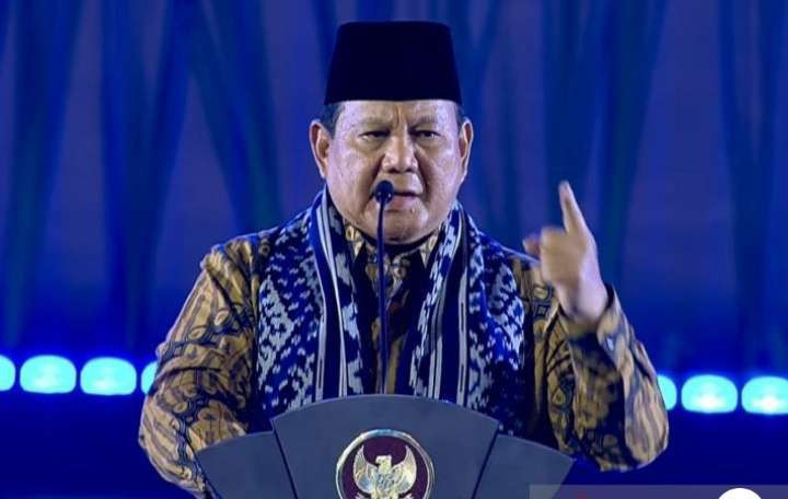 Presiden Prabowo Subianto dalam perayaan Natal nasional. (Foto: Setpres)