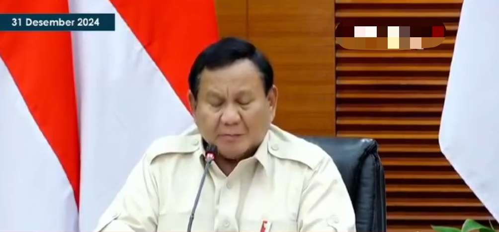 Presiden Prabowo Subianto umumkan kenaikan PPN 12%. Foto: Tangkapan layar)