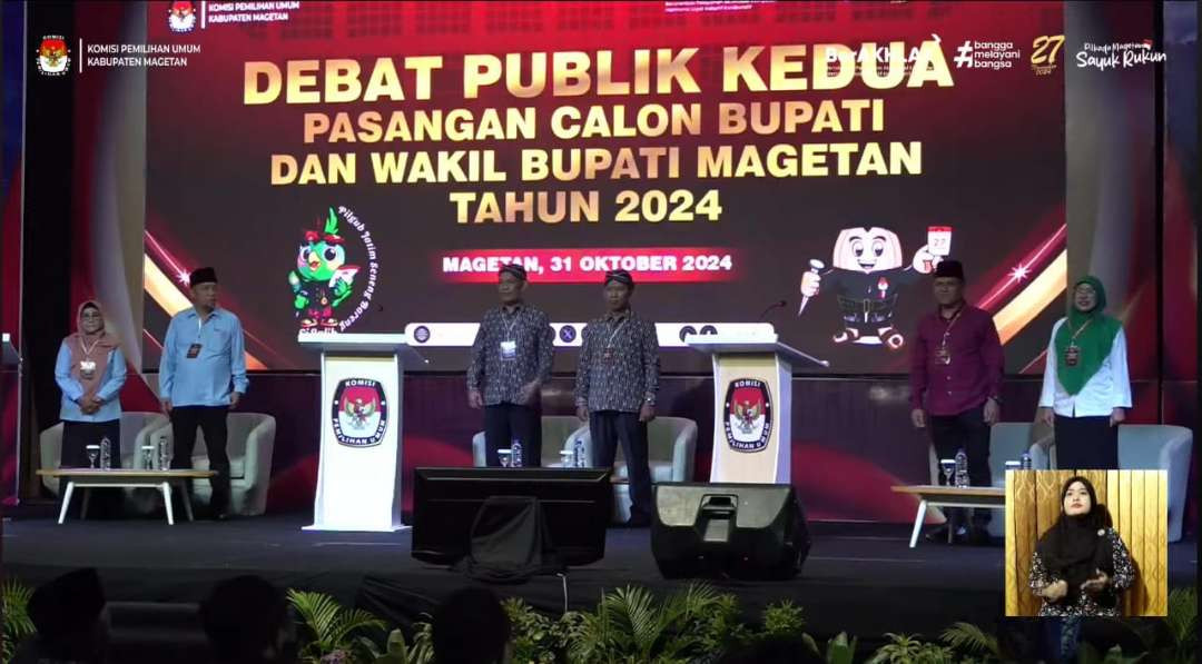 Debat publik kedua antar Paslon Cabup Cawabup Magetan. (Foto: Tova Pradana/Ngopibareng.id)