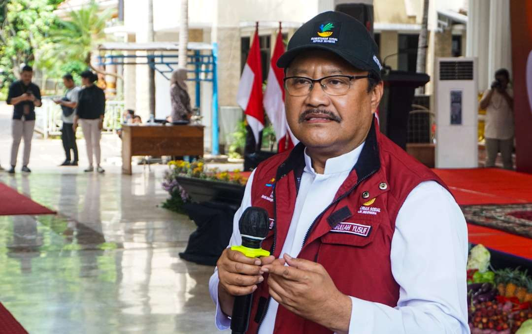 Menteri Sosial Republik Indonesia (Mensos RI), Saifullah Yusuf atau Gus Ipul saat sampaikan paparan di Pendopo Delta Wibawa Kabupaten Sidoarjo, Jawa Timur. (Foto: Aini Arifin/Ngopibareng.id)