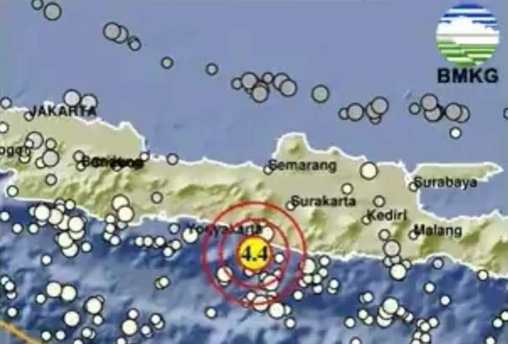 Gempa Bantul Magnitudo 4,4 mengguncang, Minggu 12 Januari 2025. (Foto: Instagram @infobmkgjuanda)