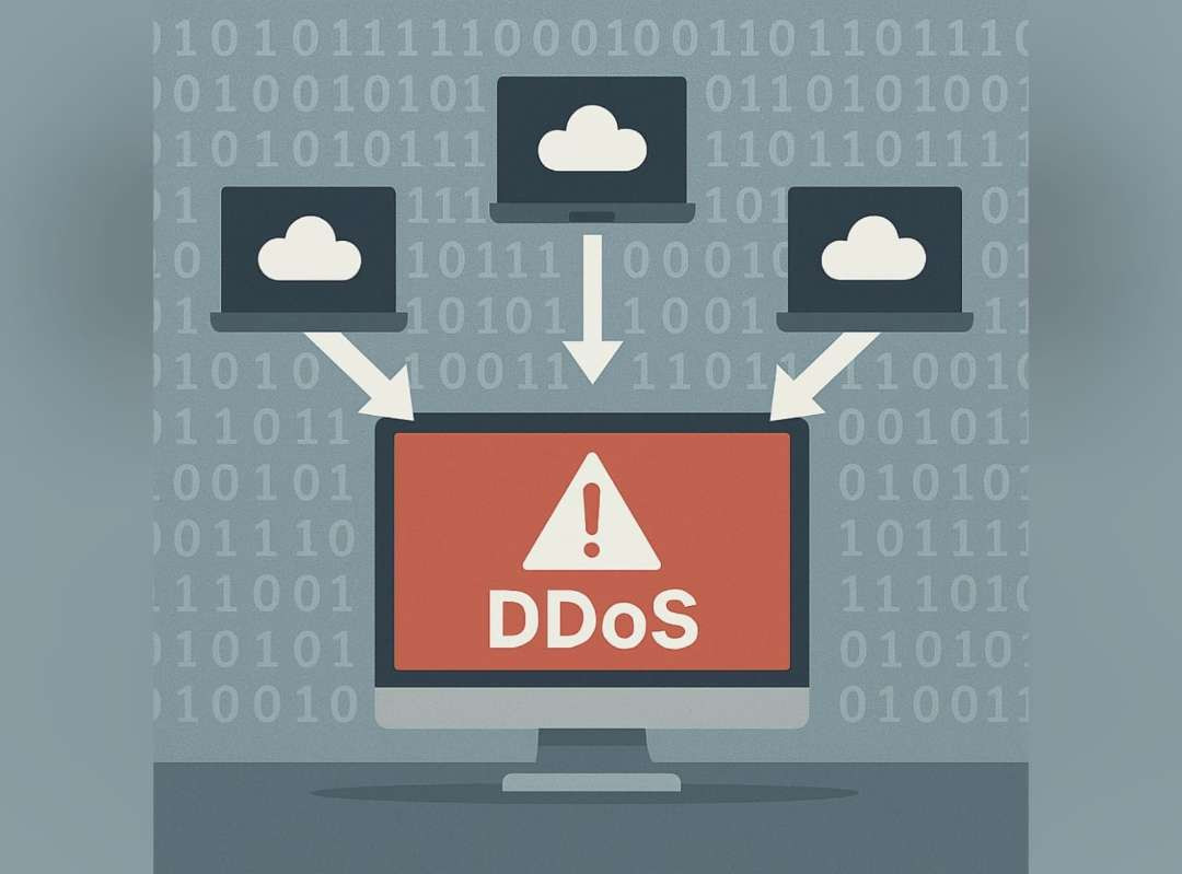 ilustrasi serangan DDoS.