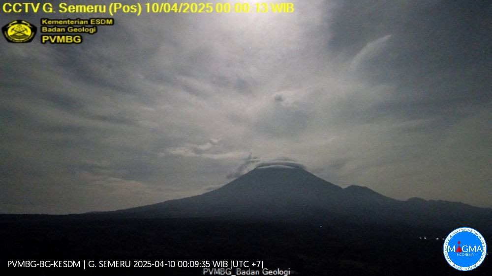 Gunung Semeru erupsi sebanyak 5 kali pada Kamis 10 April 2025. (Foto: dok. magma.esdm)
